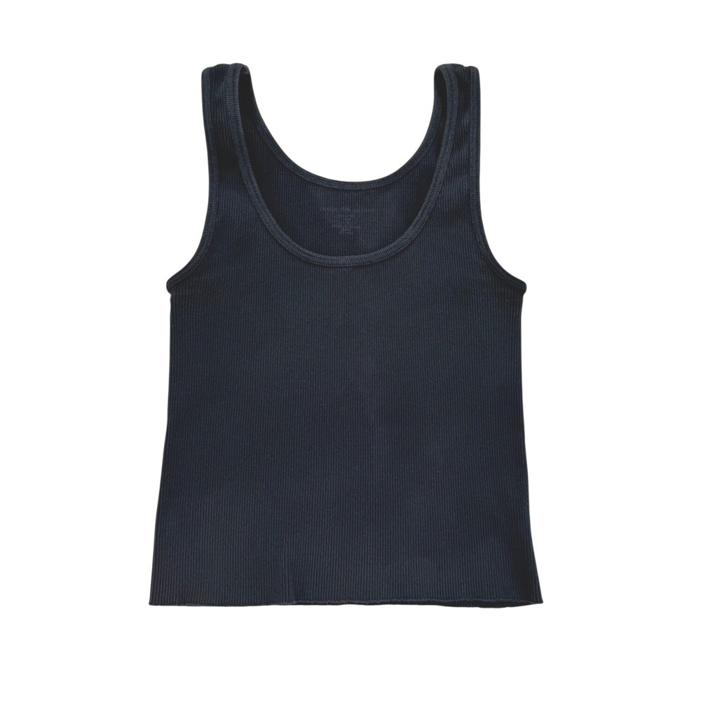 Brandy Melville Tank Top Womens One Size Faded Black Good Ribbed Scoop Neck Crop